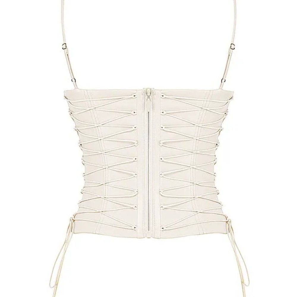 HOUSE OF CB 'Antonella' Off White Vegan Leather Corset NWT - Picture 5 of 7